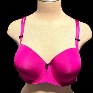 Torrid Demi Bra: Magenta/Pink Black Bows + Double Strap Accent Size 42B NWOT